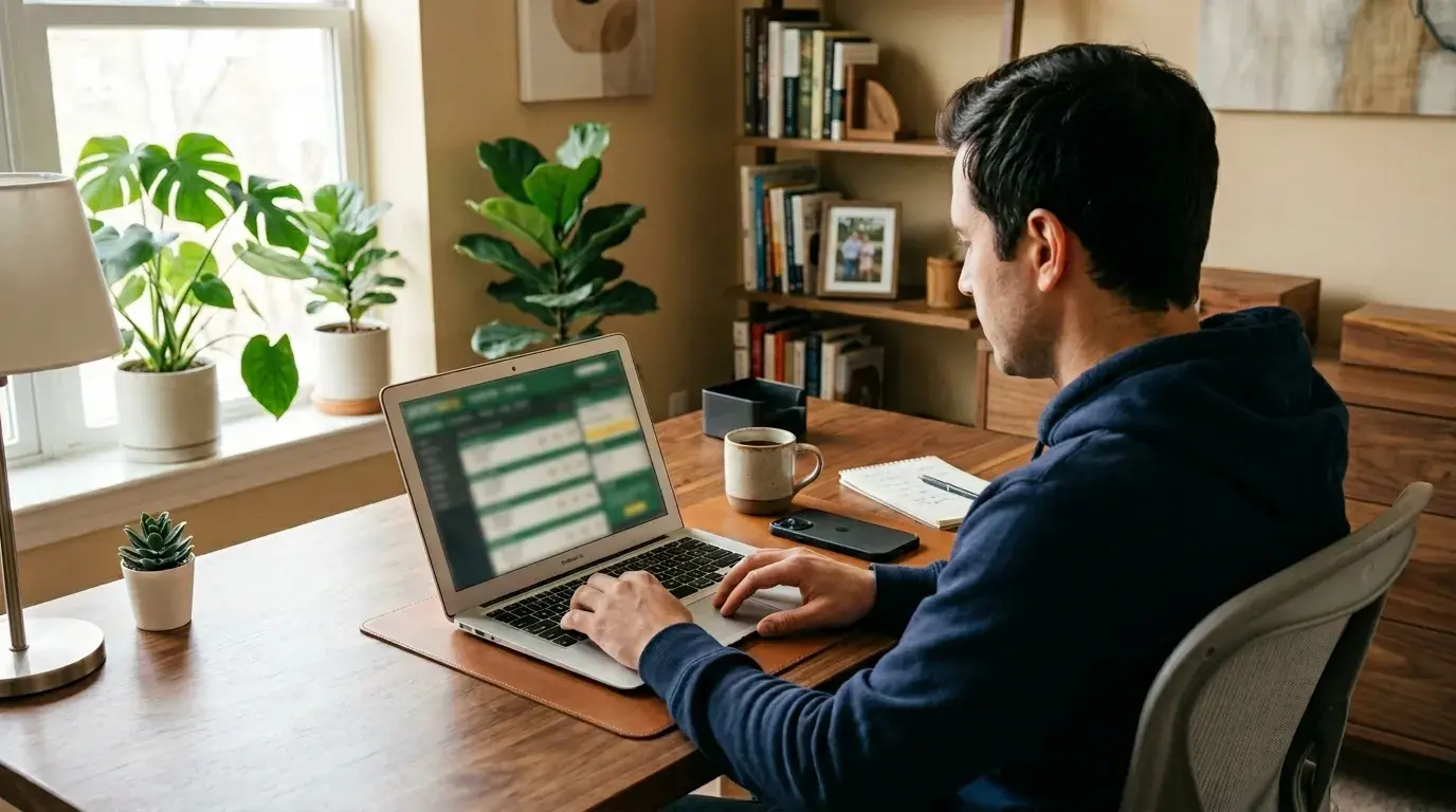 Person nutzt einen Laptop für Online-Sportwetten bei internationalen Buchmachern