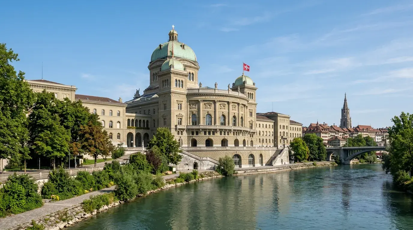 Das Schweizer Bundeshaus in Bern als Symbol für die Gesetzgebung zum Geldspielgesetz